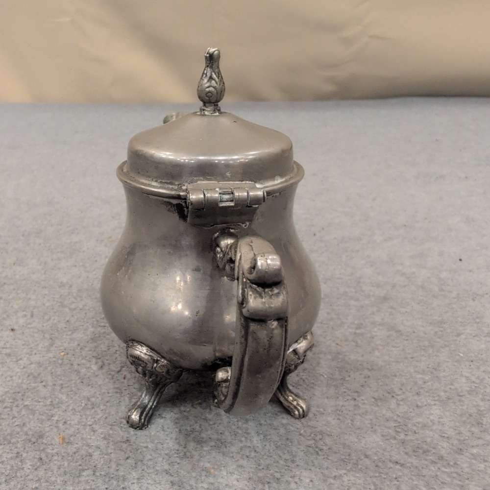 Vintage Miniature Silver Tone Footed Teapot Hinged Lid Ornate‎ Collectible Decor - Picture 2 of 10